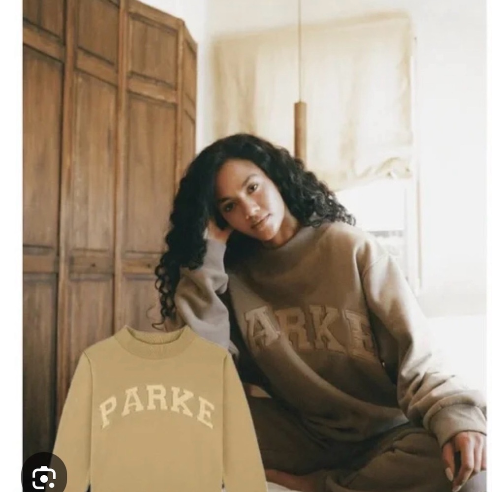 PARKE Monochrome Latte Fleece Mock Neck L/XL